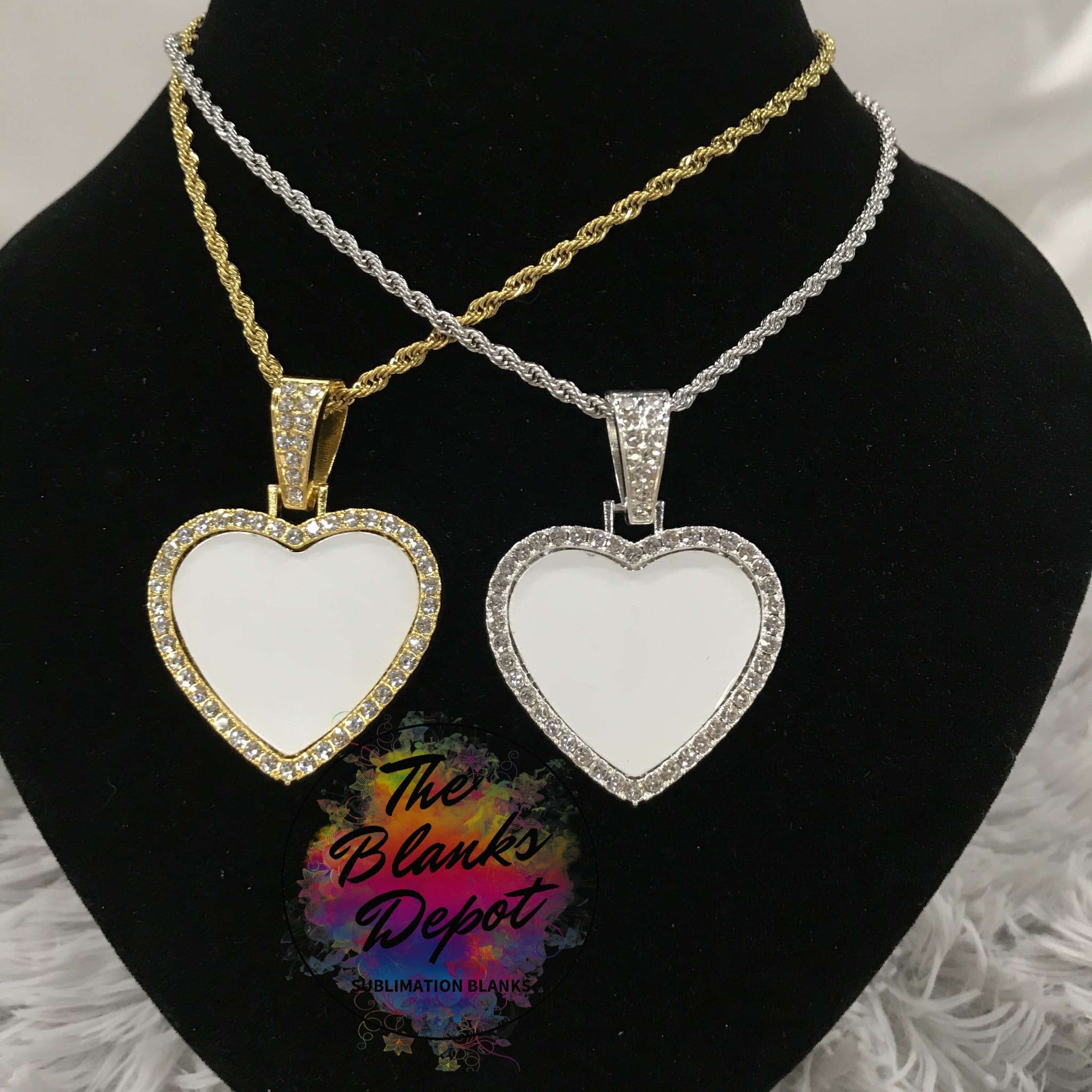 Necklaces for Women Valentine's Day Necklace Fashion Necklace Heart Shape Love Sublimation Necklace Heat Transfer Heart Hollow Necklace Flat Chain