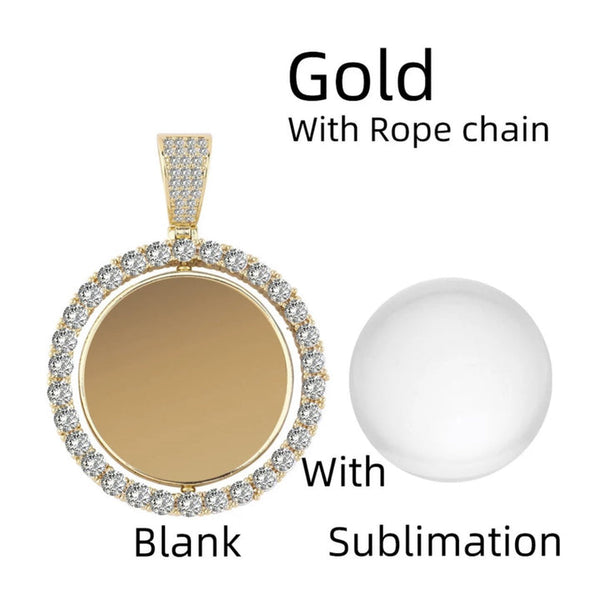 12x_ Rotating Circle Pendant Necklace Sublimation Blank | 2 Side Printable | 25mm Round Shape Sub Insert | Sublimation Jewelry Blank #102021